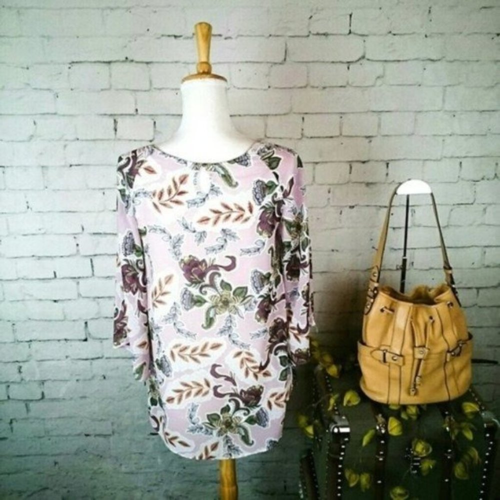 Democracy Chiffon Floral Ruffled Blouse Pink - Picture 3 of 4